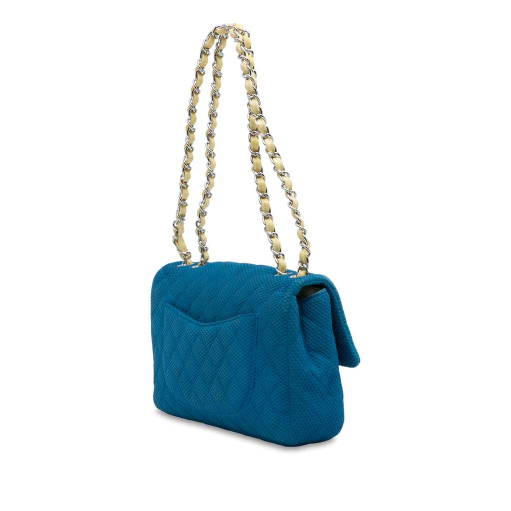 Chanel Medium Quilted Perforated Jersey Single Flap - Back view