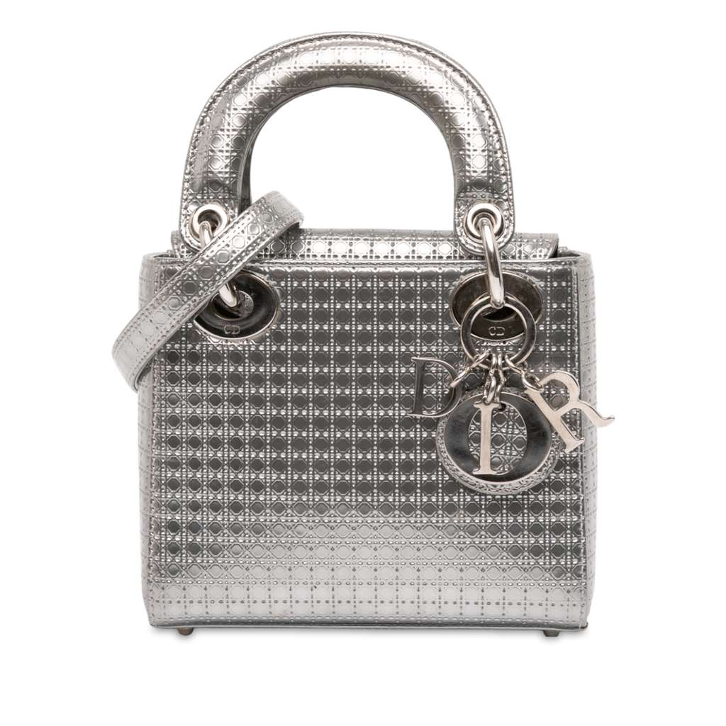Dior Mini Metallic Patent Microcannage Lady Dior