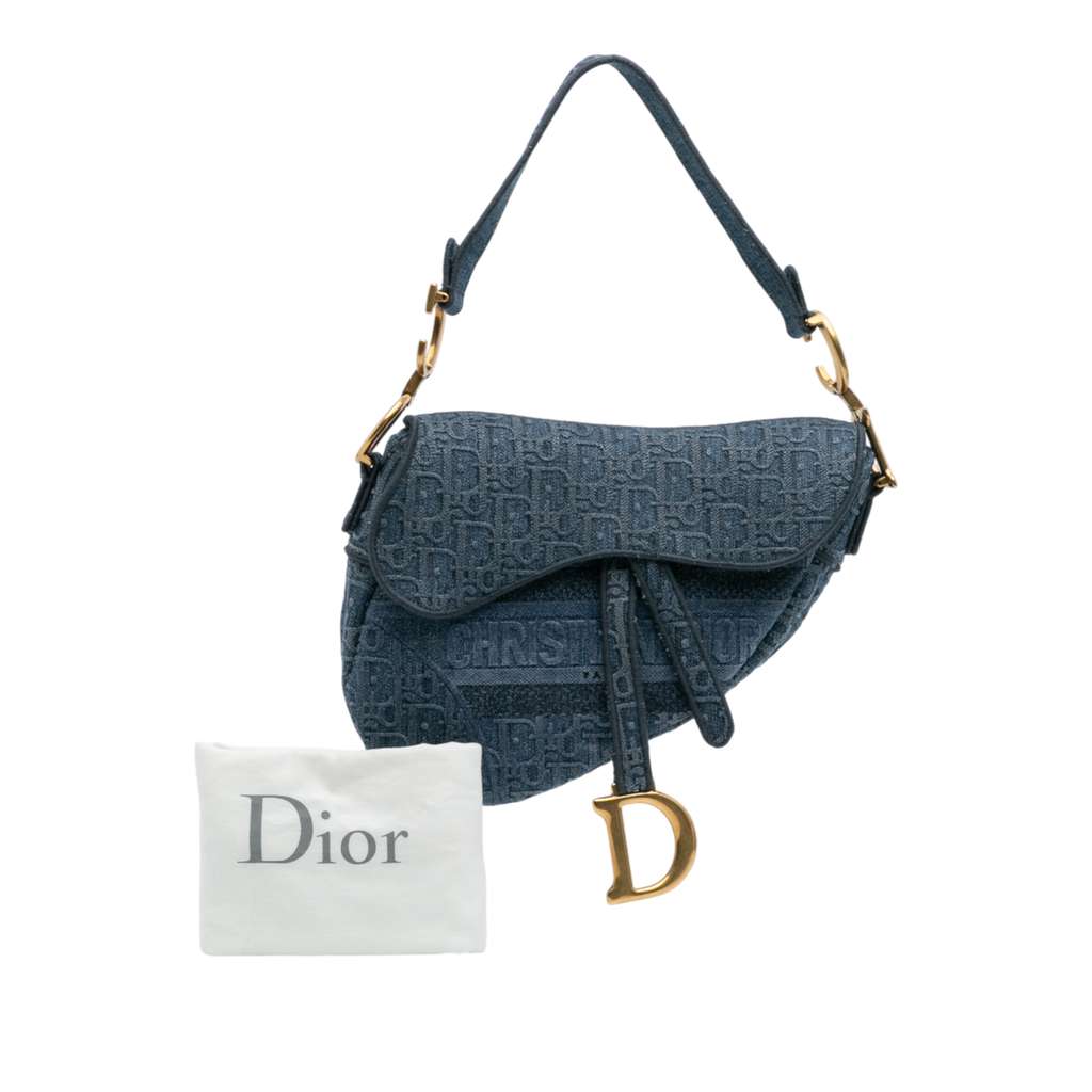 Dior Oblique Denim Embroidered Saddle Bag - Image 13