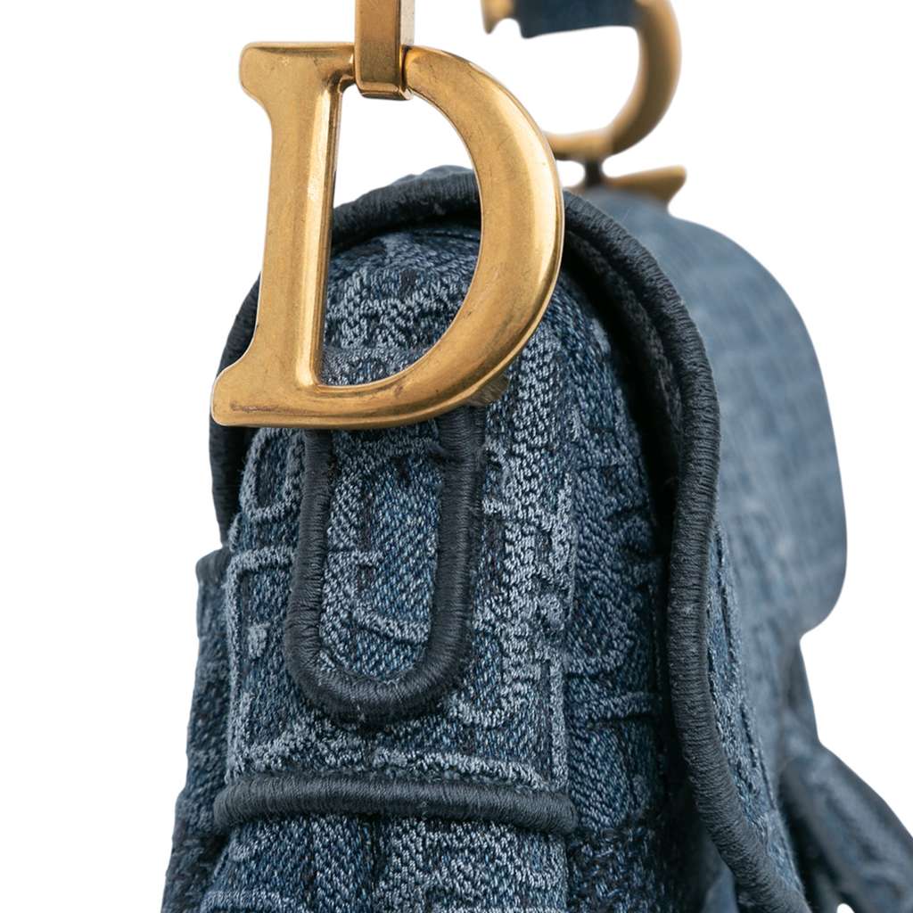 Dior Oblique Denim Embroidered Saddle Bag - Image 10