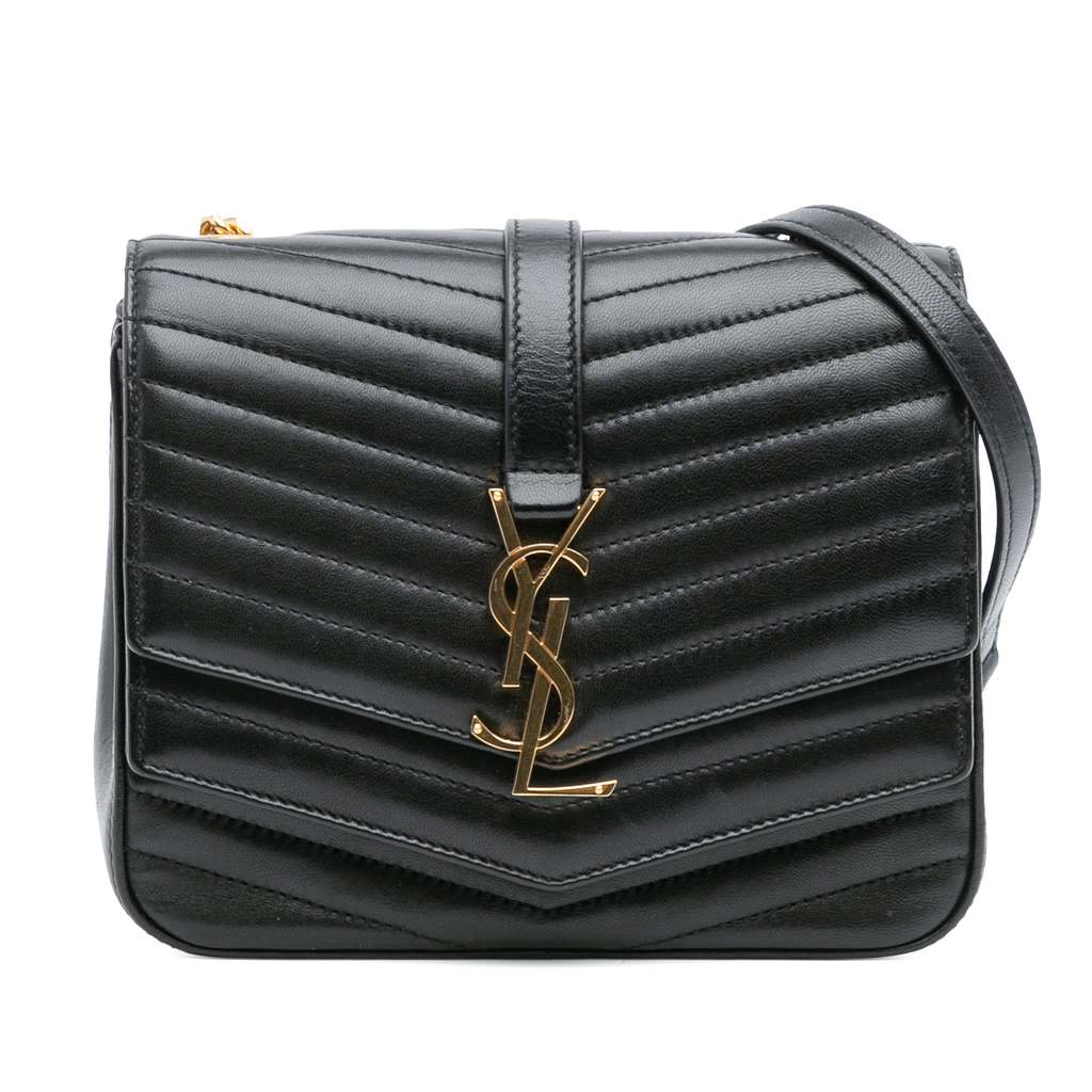 Saint Laurent Small Chevron Lambskin Monogram Sulpice Bag