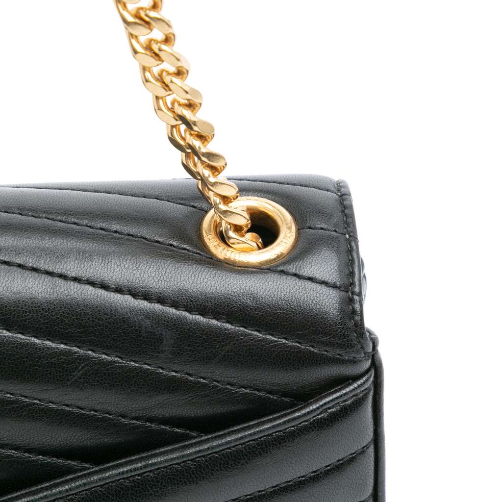 Saint Laurent Small Chevron Lambskin Monogram Sulpice Bag - Image 11