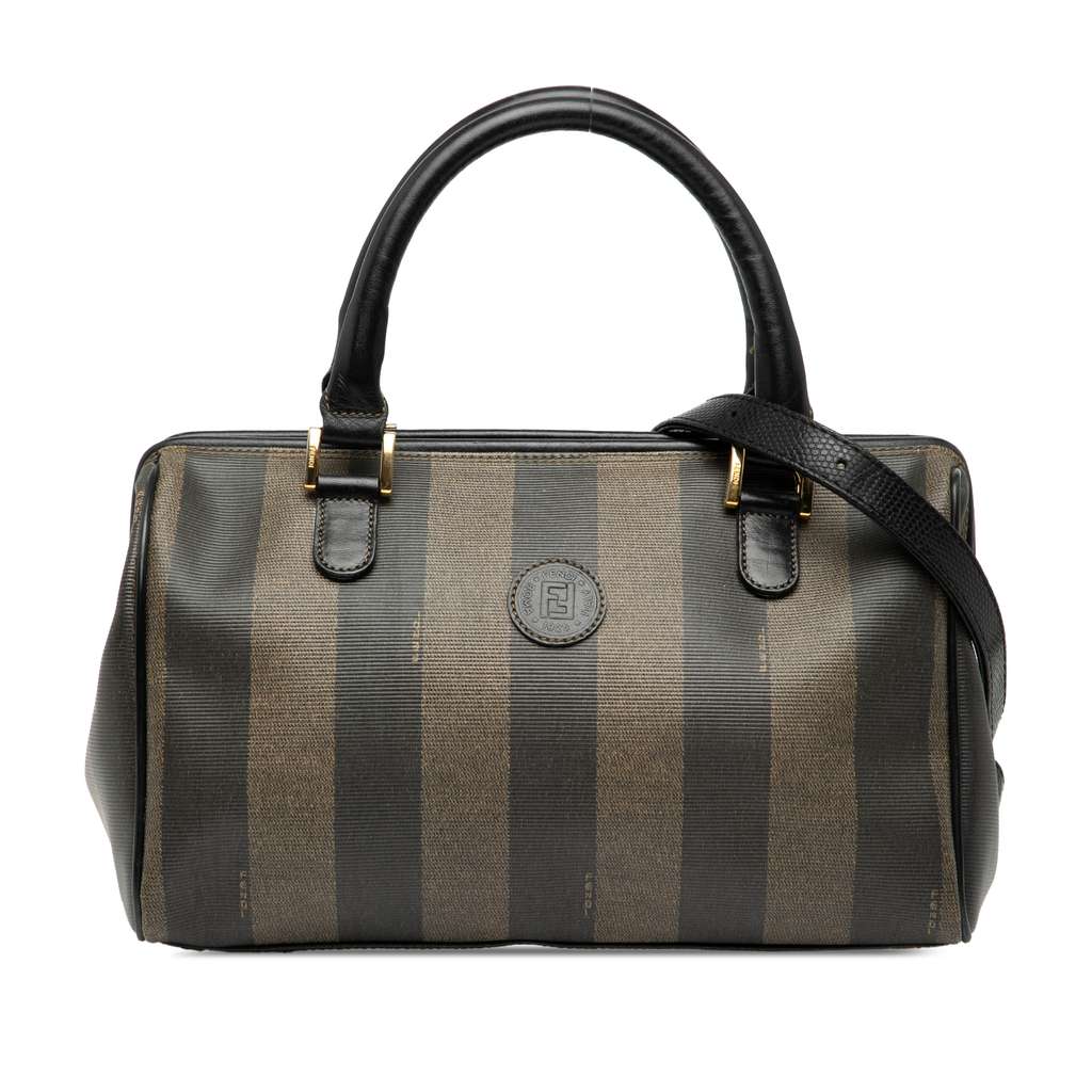 Fendi Pequin Coated Canvas Boston Bag