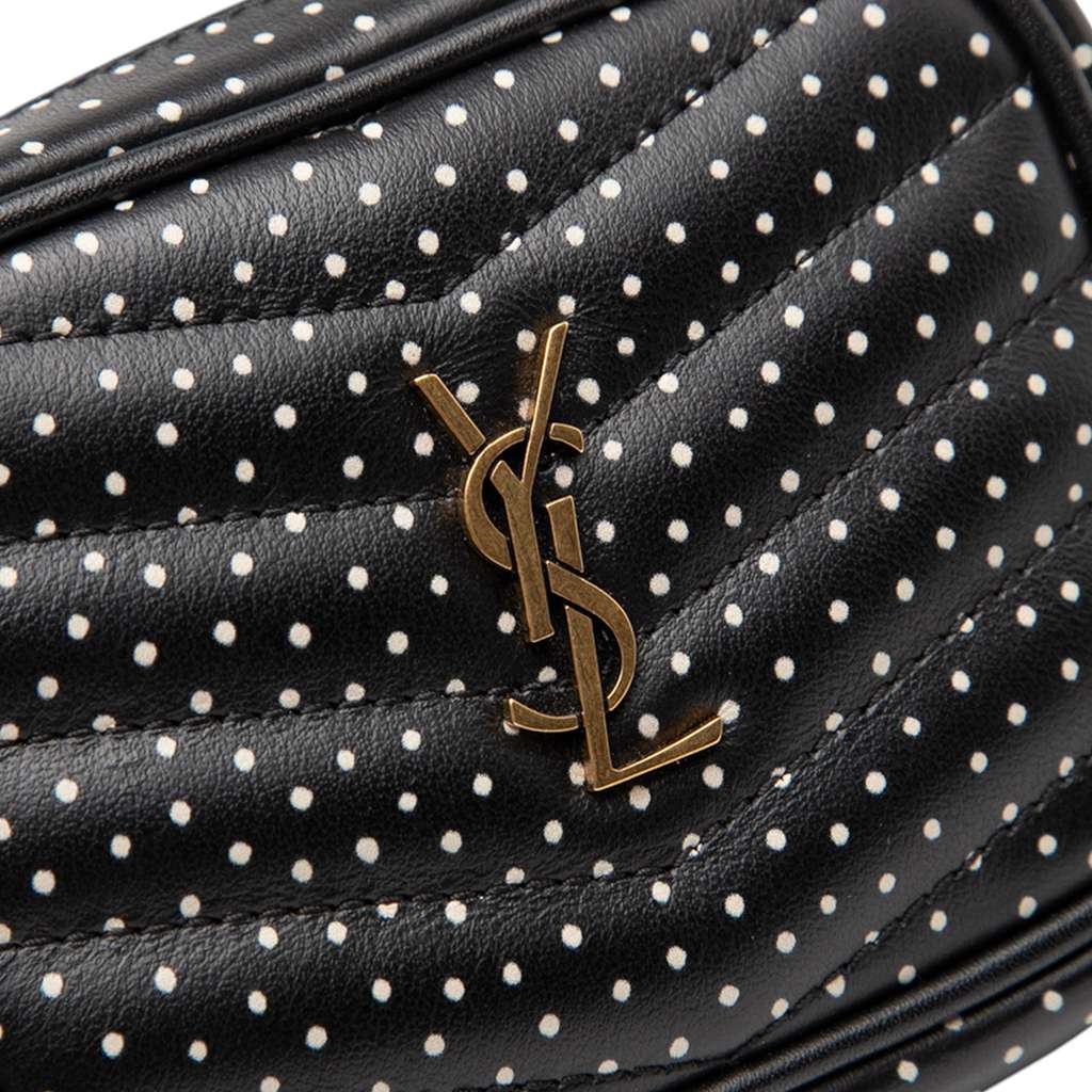 Saint Laurent Baby Quilted Chevron Calfskin Monogram Polka Dot Lou Camera Bag - Image 10