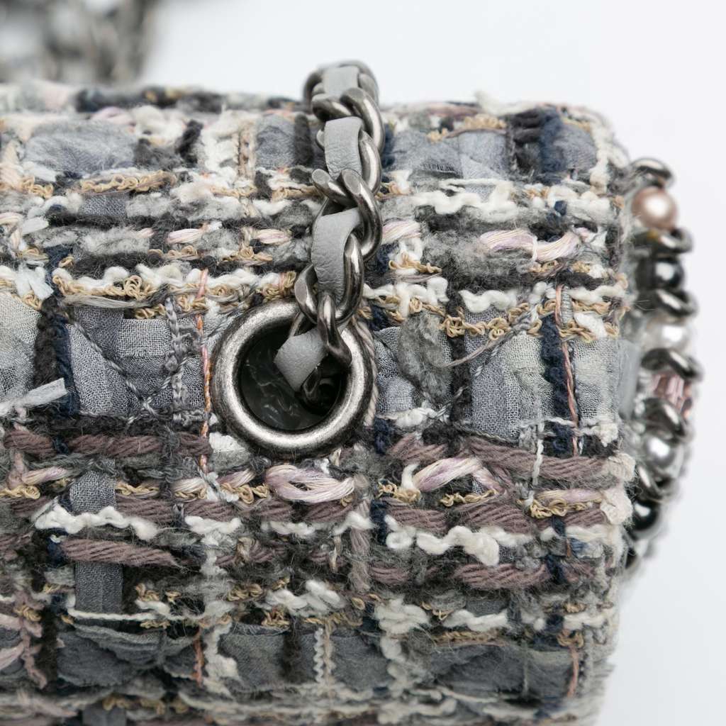 Chanel Mini Quilted Tweed River of Pearls Flap - Image 11