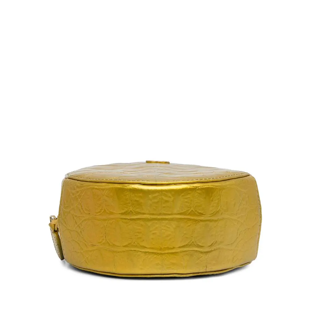 Chanel Paris-New York Coco Croc Round Crossbody Bag Gold Leather Good - Box View