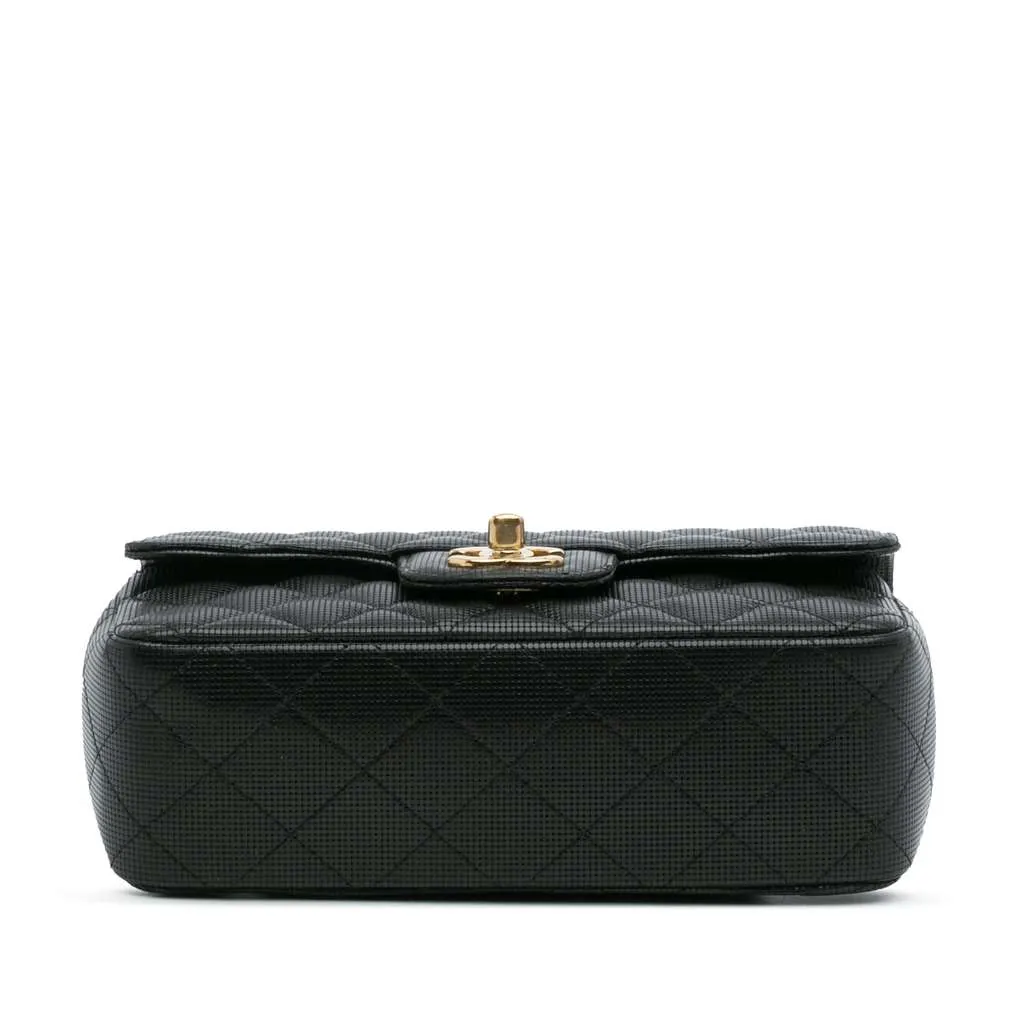 Chanel Mini Rectangular Classic Calfskin Pixel Effect Single Flap Black Leather Good - Inside View