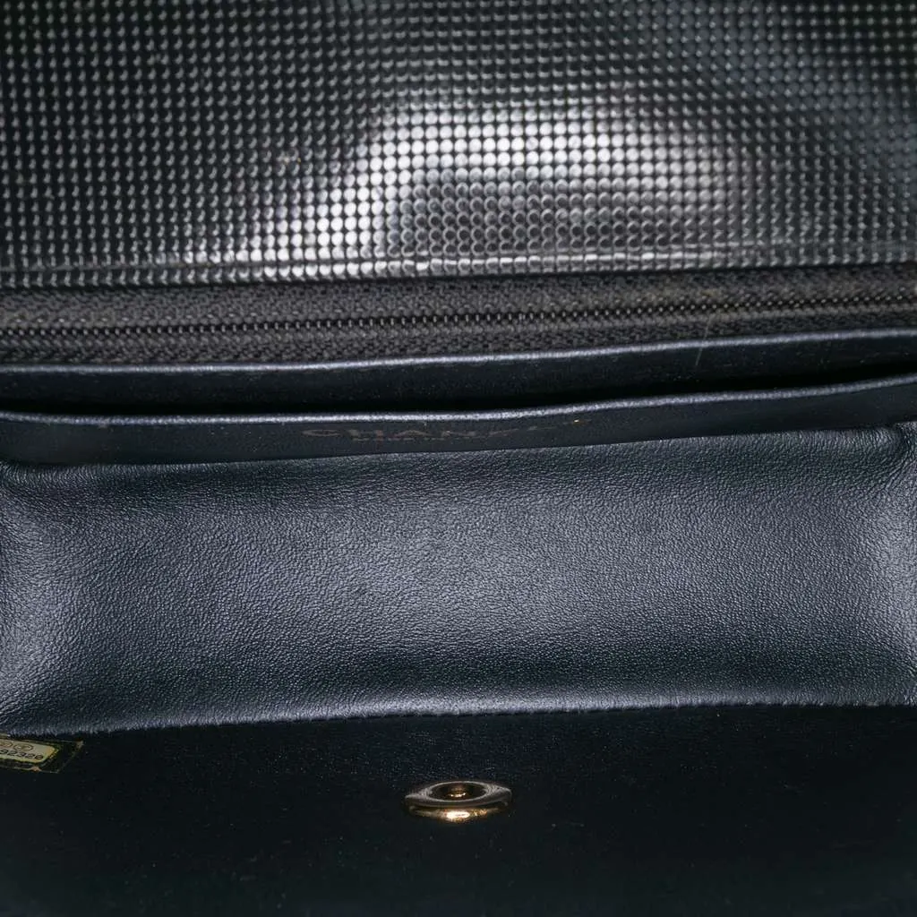 Chanel Mini Rectangular Classic Calfskin Pixel Effect Single Flap Black Leather Good - Model View