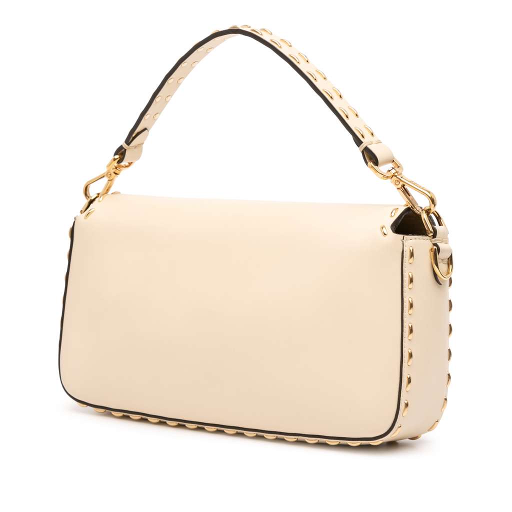 Fendi Leather Metal Stitch Baguette Satchel - Back view