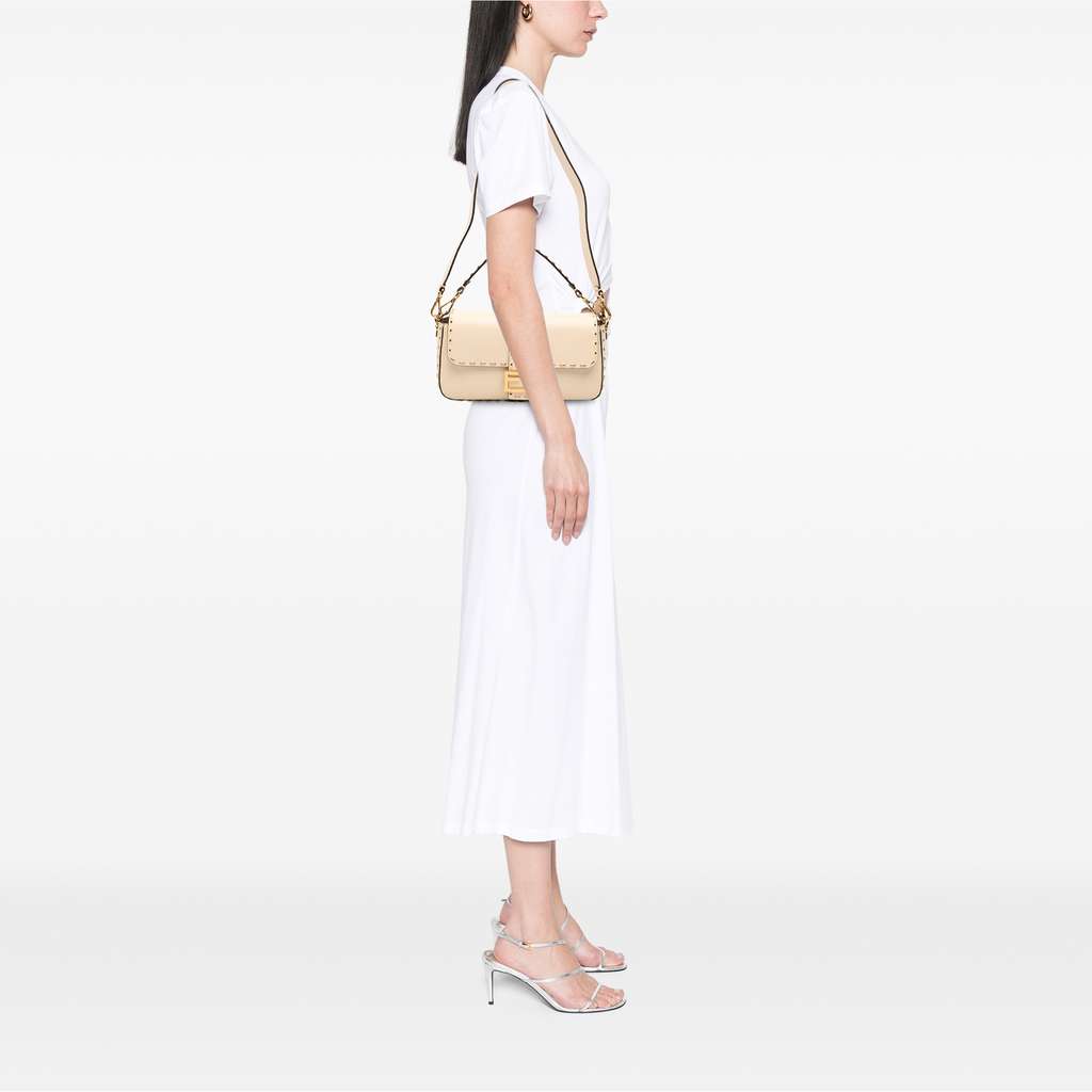 Fendi Leather Metal Stitch Baguette Satchel - Image 13