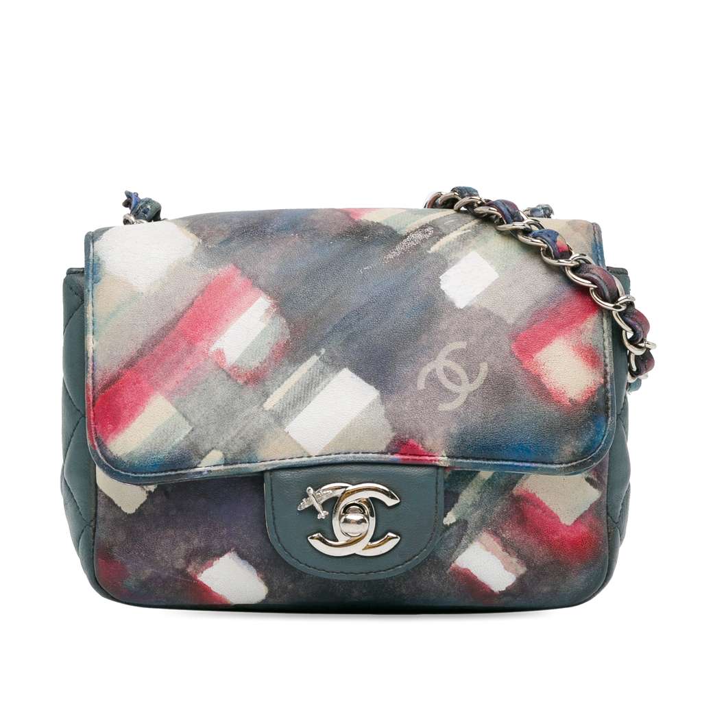Chanel Mini Square Classic Airlines Printed Lambskin Single Flap