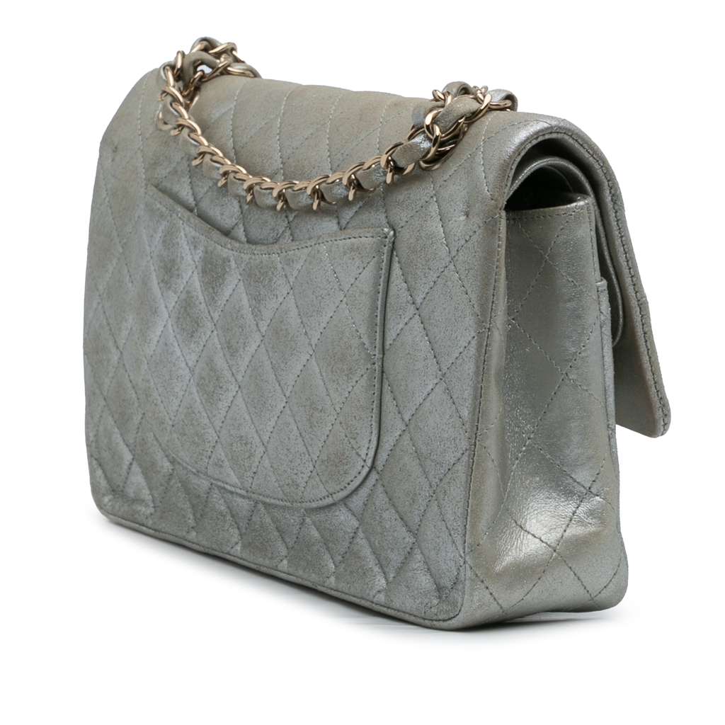 Chanel Medium Classic Iridescent Calfskin Double Flap - Back view