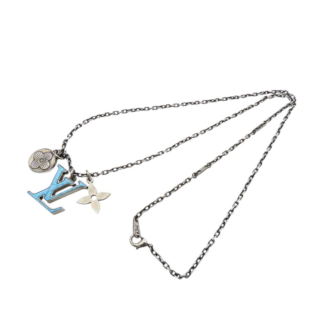 Louis Vuitton Silver Plated and Resin LV Initiales Pendant Necklace