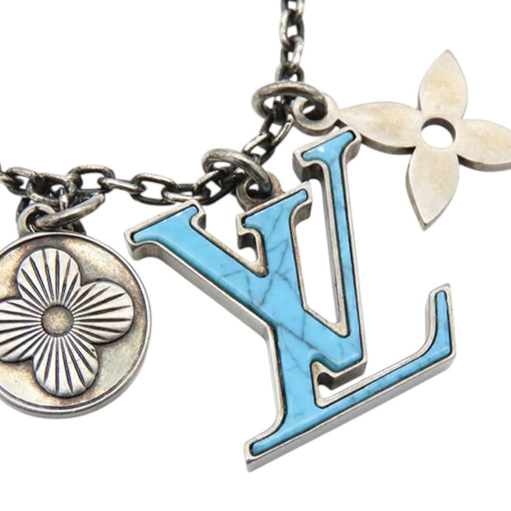 Louis Vuitton Silver Plated and Resin LV Initiales Pendant Necklace - Back view