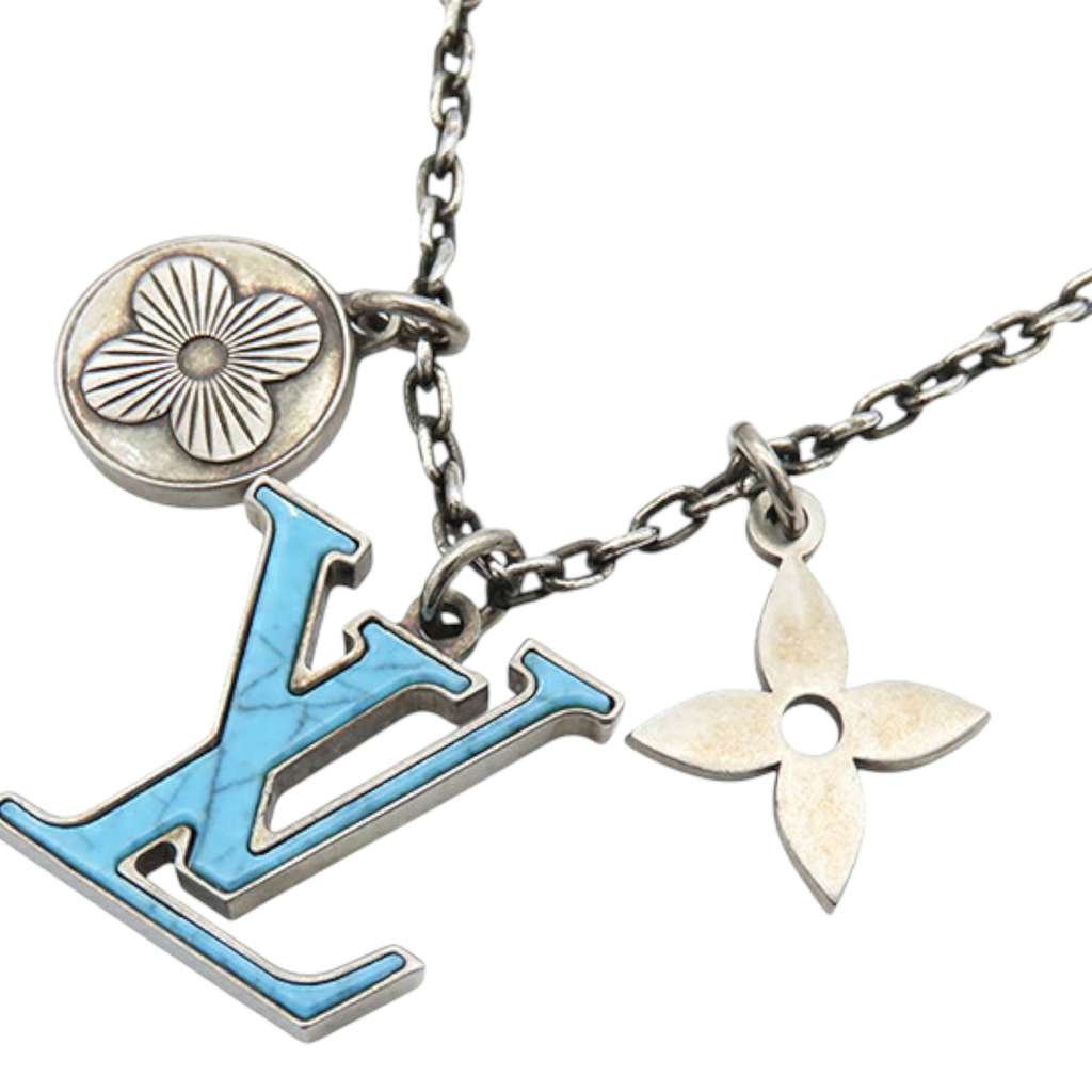 Louis Vuitton Silver Plated and Resin LV Initiales Pendant Necklace - Image 6