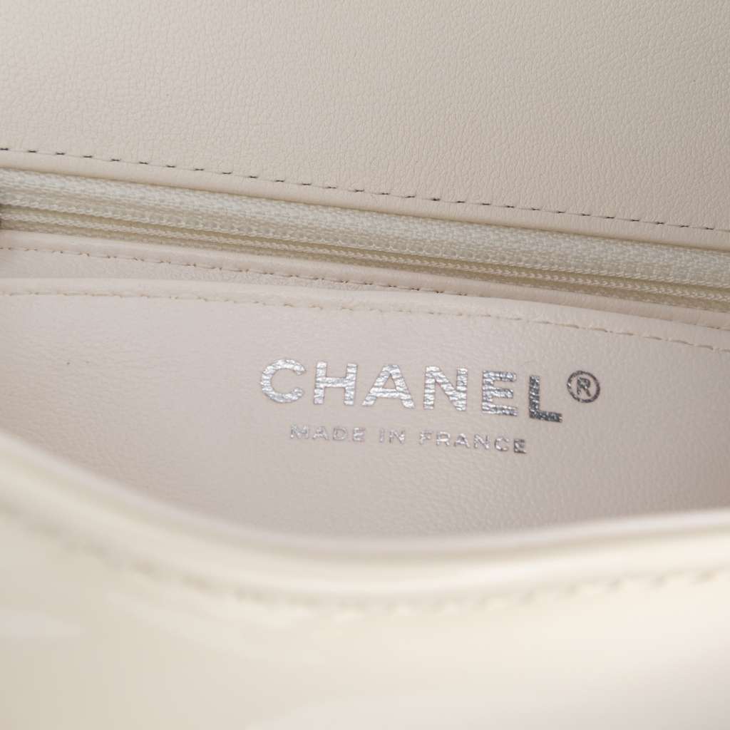 Chanel Small Patent Camellia Single Flap - Side view