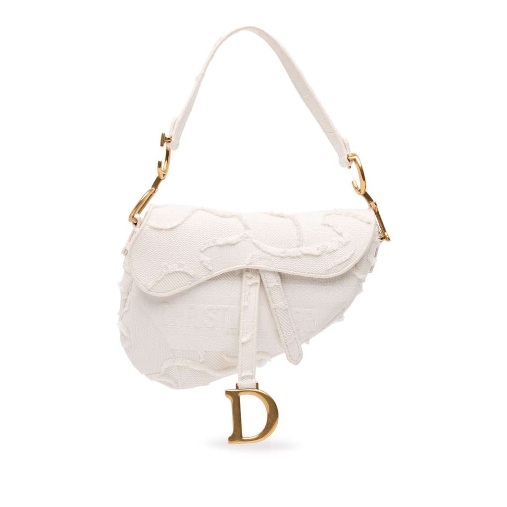 Dior Canvas Embroidered Camouflage Saddle Bag