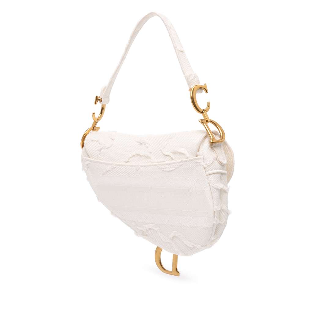 Dior Canvas Embroidered Camouflage Saddle Bag - Back view