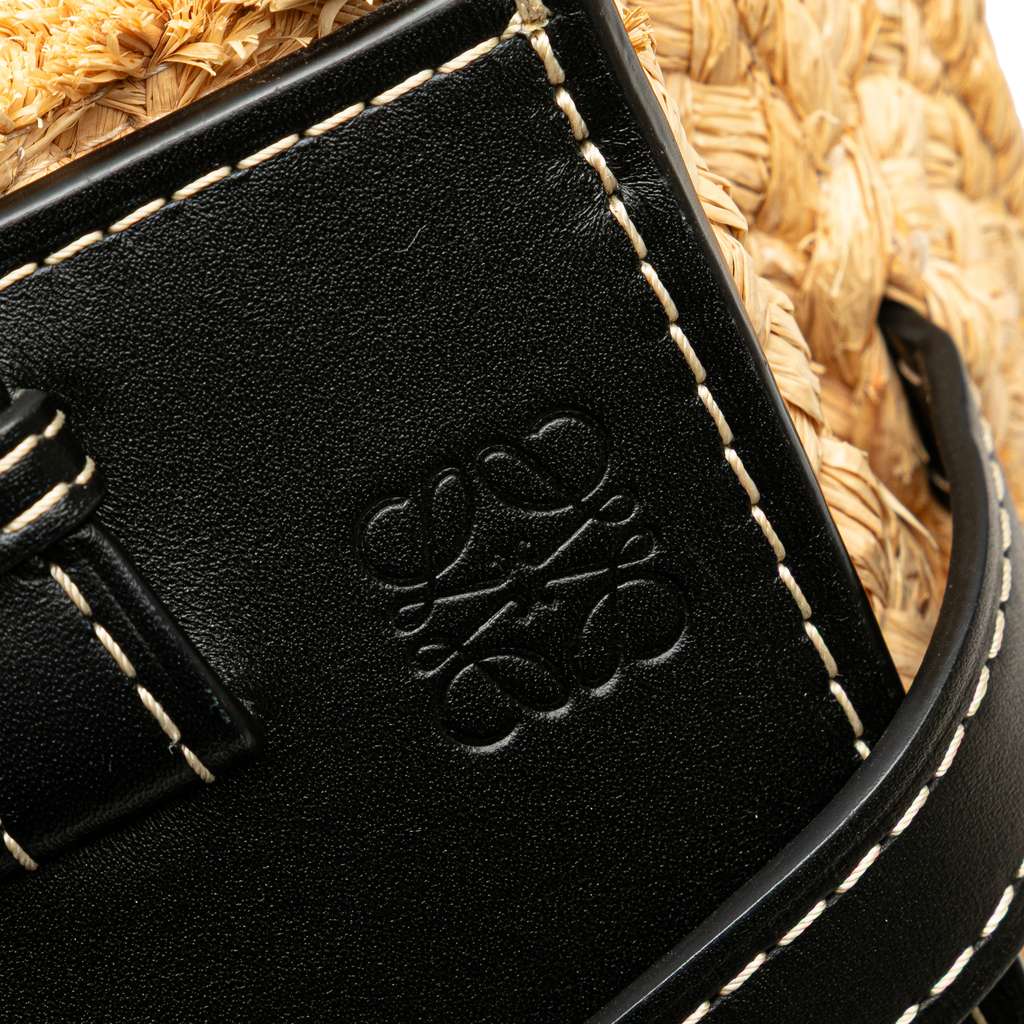 Loewe Small Raffia and Leather Gate Top Handle Bag - Detail 1