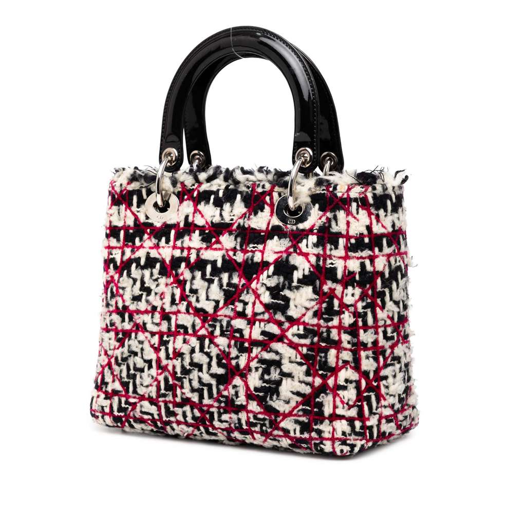 Dior Medium Tweed Cannage Fringe Lady Dior - Back view