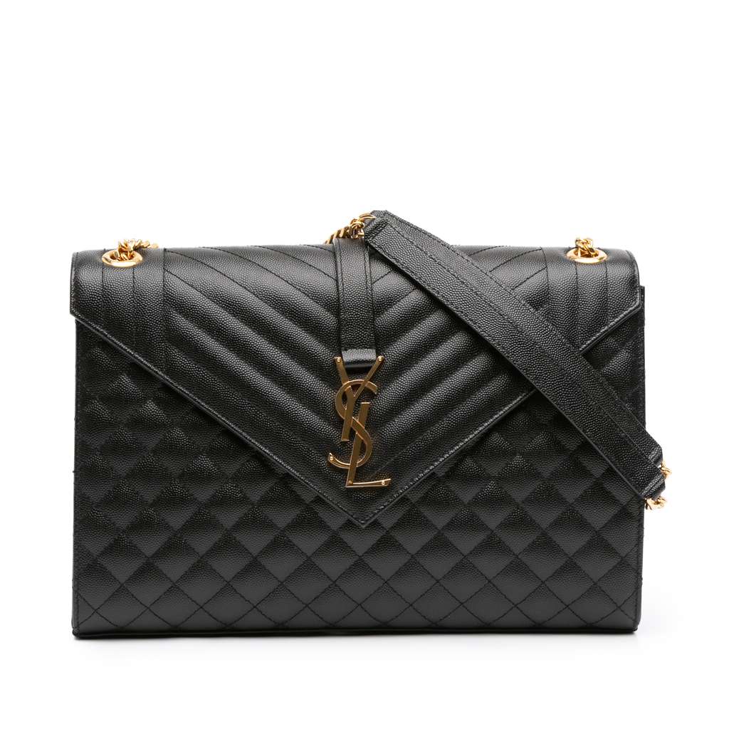 Saint Laurent Large Grain De Poudre Triquilt Monogram Envelope Bag
