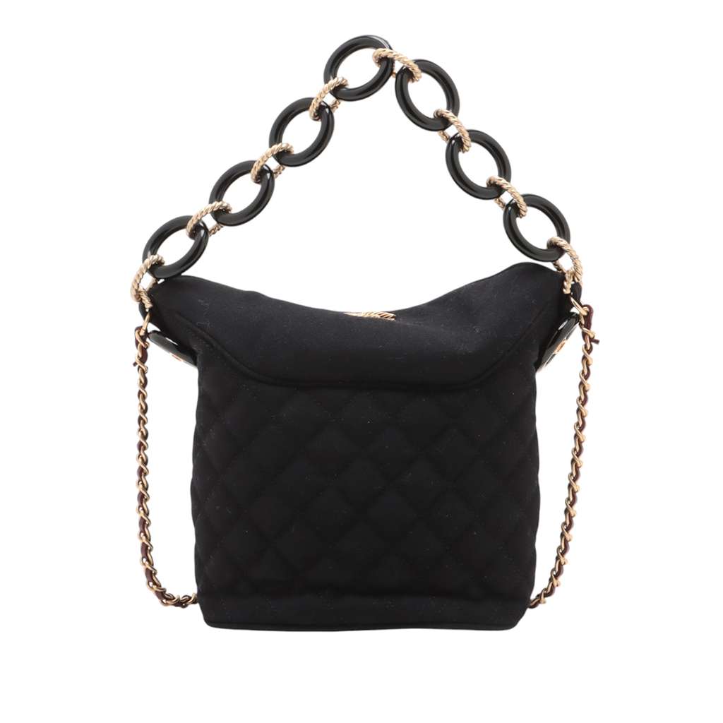 Chanel Paris Hamburg Quilted Wool Coco Sailor Charms Bucket Bag - Back view