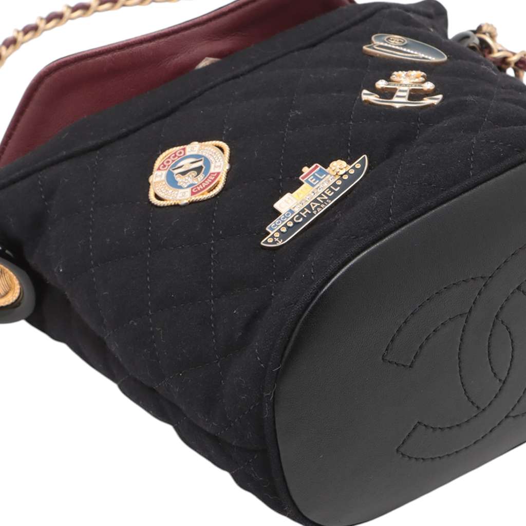Chanel Paris Hamburg Quilted Wool Coco Sailor Charms Bucket Bag - Detail 1