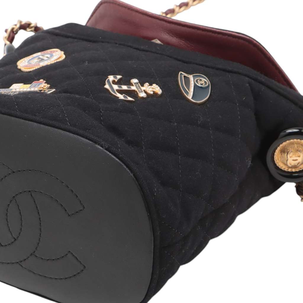 Chanel Paris Hamburg Quilted Wool Coco Sailor Charms Bucket Bag - Detail 2
