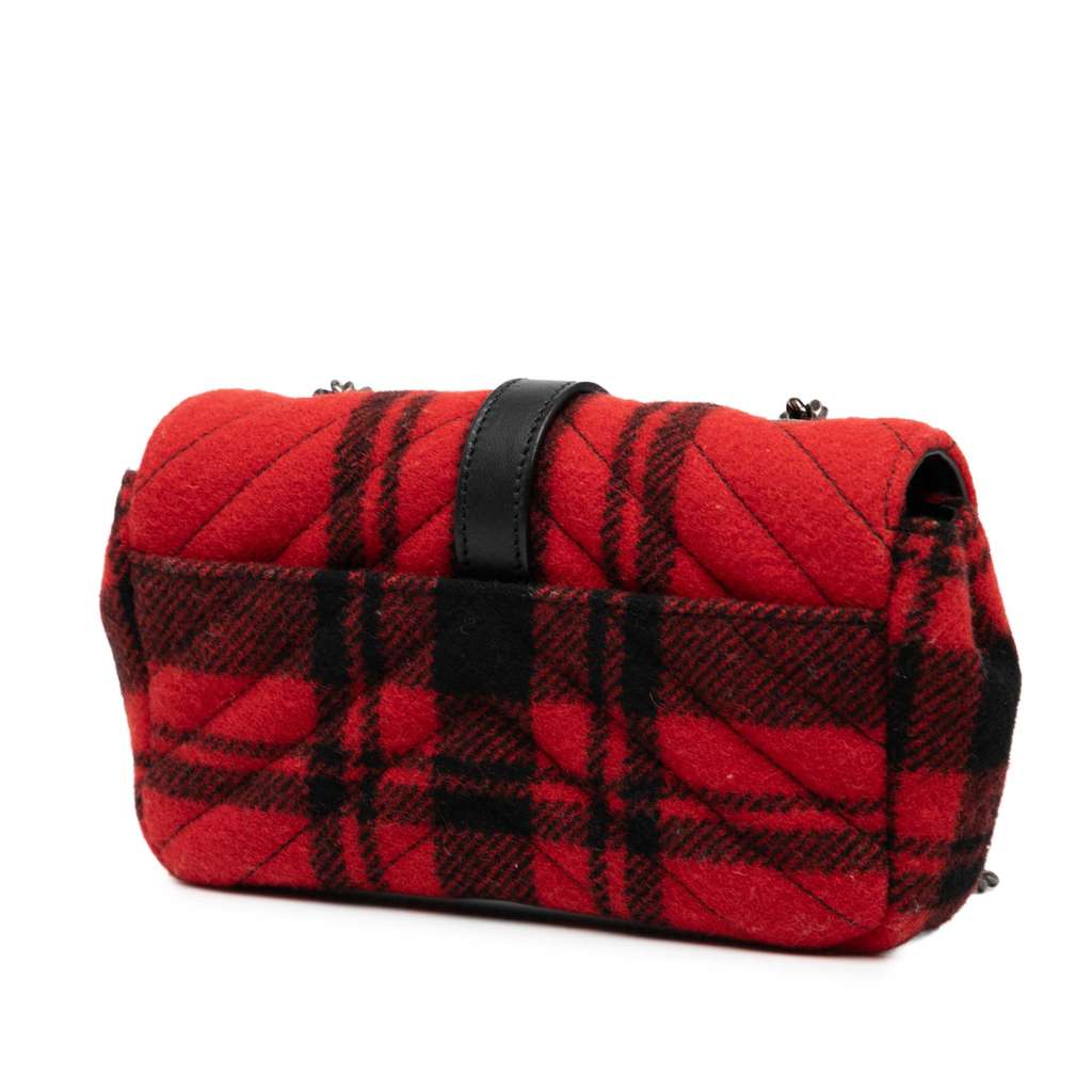 Saint Laurent Baby Chevron Tartan Wool Monogram Classic Chain Bag - Back view