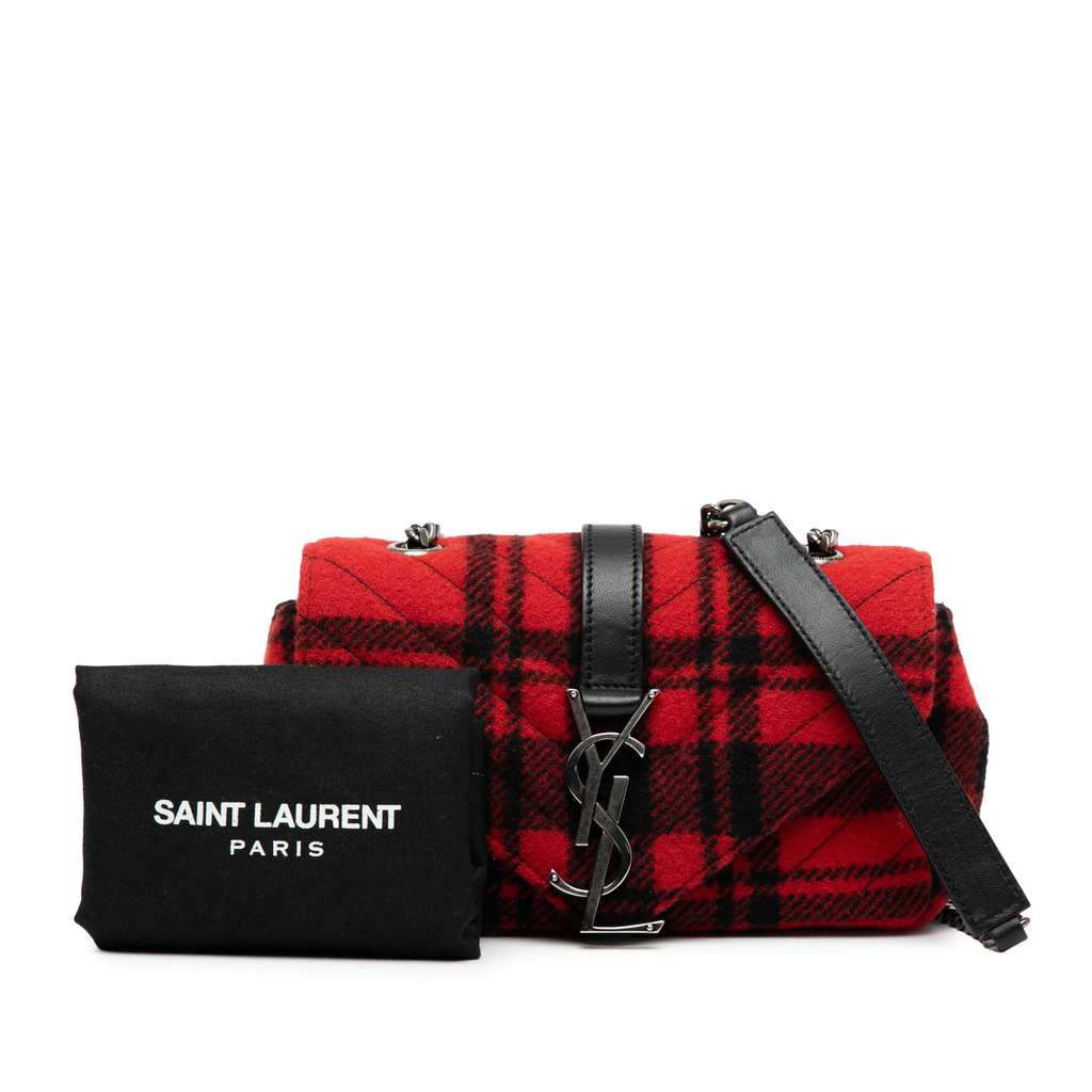 Saint Laurent Baby Chevron Tartan Wool Monogram Classic Chain Bag - Image 10