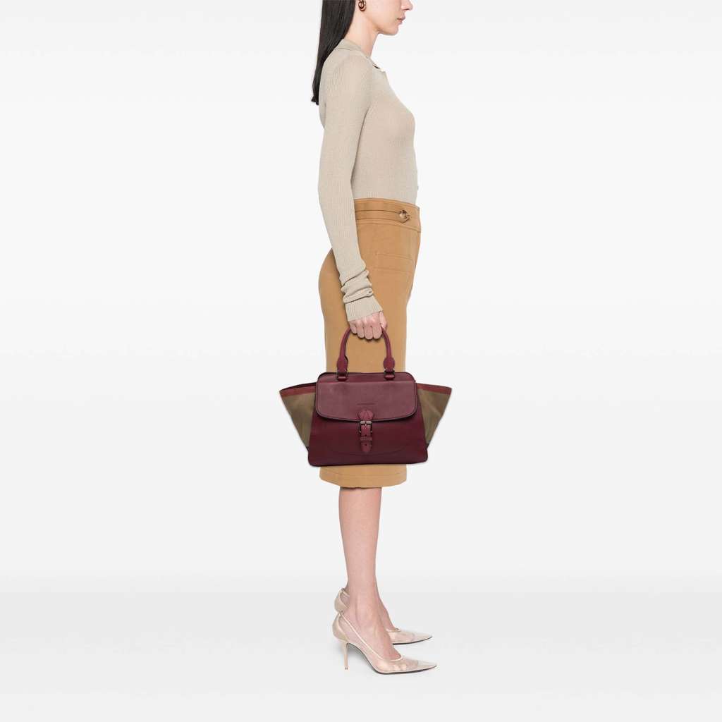 Burberry Leather and Mega Check Canvas Harcourt Satchel - Image 10