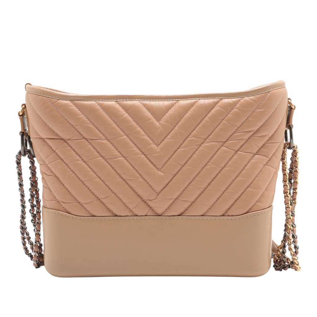 Chanel Medium Chevron Aged Calfskin Gabrielle Hobo - Back view