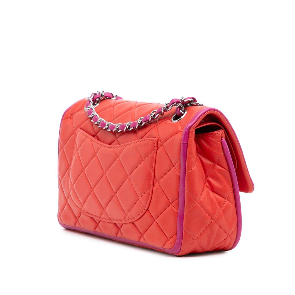 Chanel Medium Classic Bicolor Lambskin Double Flap - Back view