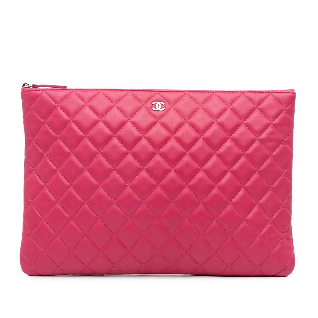Chanel Large Quilted Lambskin O Case Clutch