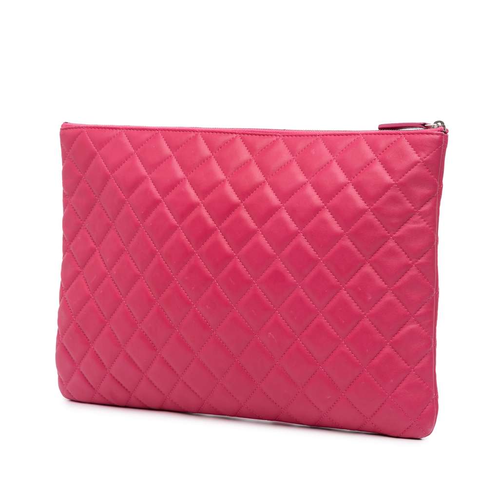 Chanel Large Quilted Lambskin O Case Clutch - Back view