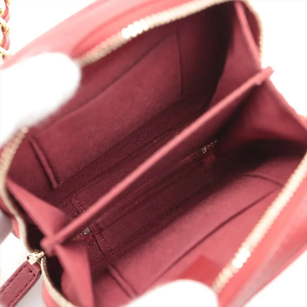 Chanel CC Quilted Lambskin Zip Phone Case Red Leather Very good - Inside View