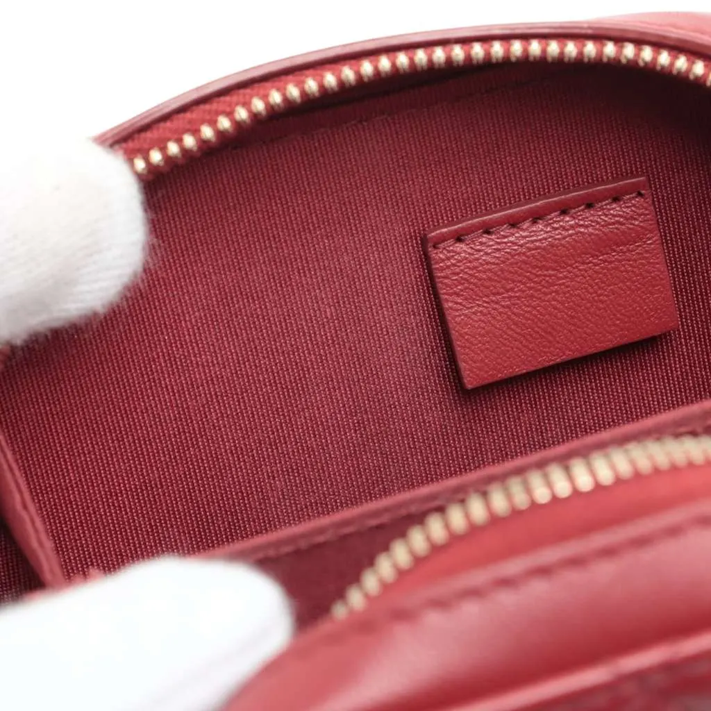 Chanel CC Quilted Lambskin Zip Phone Case Red Leather Very good - Box View