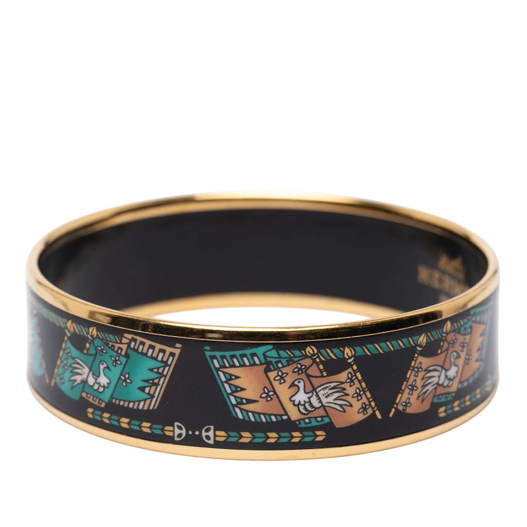 Hermès Wide Printed Enamel Bangle 65