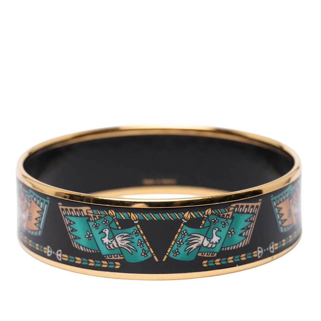 Hermès Wide Printed Enamel Bangle 65 - Back view