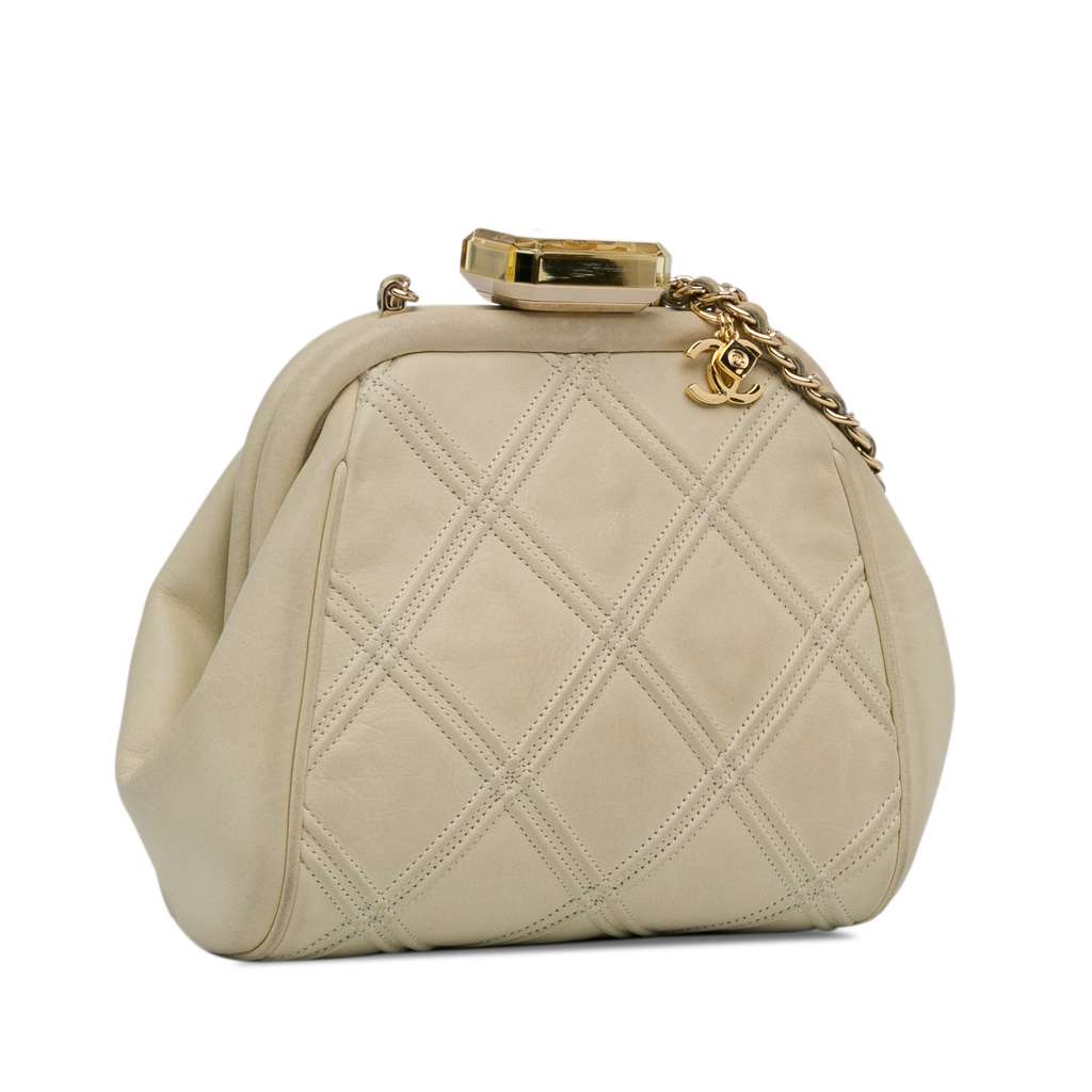 Chanel Calfskin Kiss Lock Frame Bag - Back view