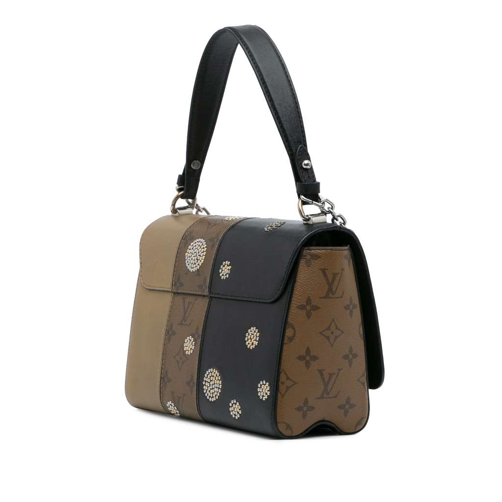 Louis Vuitton Limited Edition Calfskin and Monogram Reverse Studded Night Lights Twist MM - 2