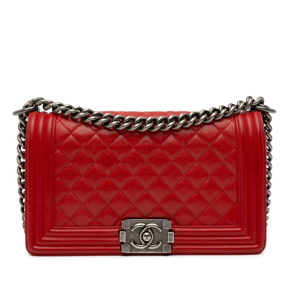 Chanel Old Medium Quilted Lambskin Boy Flap