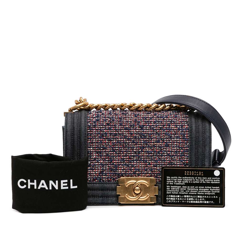 Chanel Small Quilted Denim and Tweed Boy Flap - Image 14