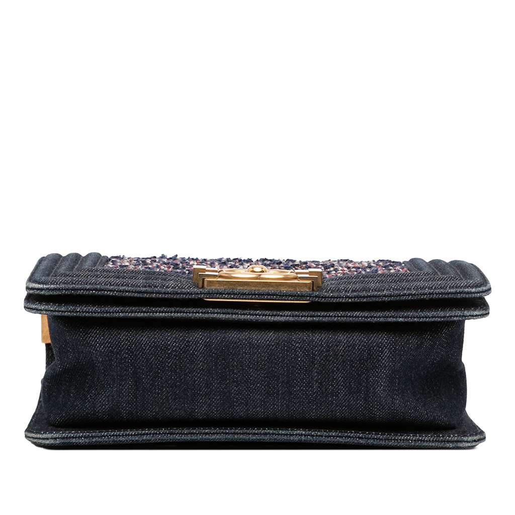 Chanel Small Quilted Denim and Tweed Boy Flap - Image 6