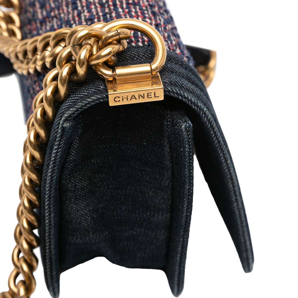Chanel Small Quilted Denim and Tweed Boy Flap - Detail 2