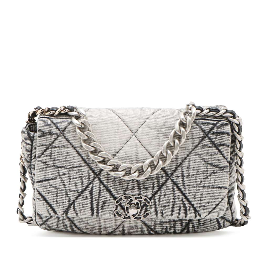Chanel Large Quilted Washed Denim 19 Flap