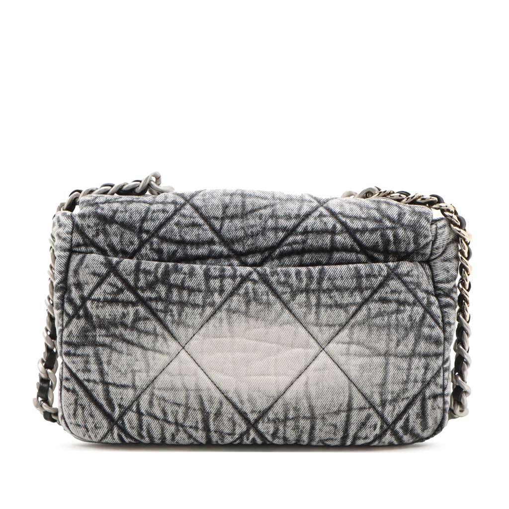 Chanel Large Quilted Washed Denim 19 Flap - Back view