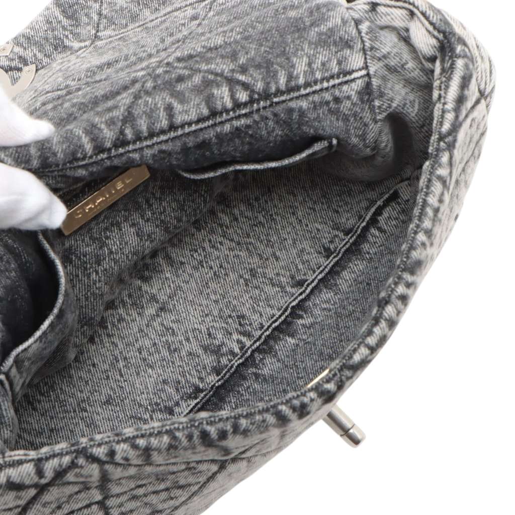 Chanel Large Quilted Washed Denim 19 Flap - Side view