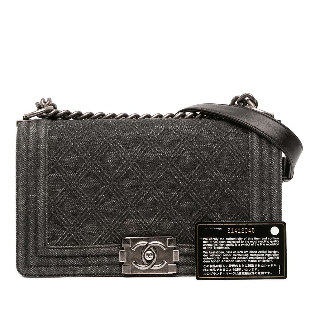 Chanel Old Medium Quilted Denim Boy Flap - Image 13