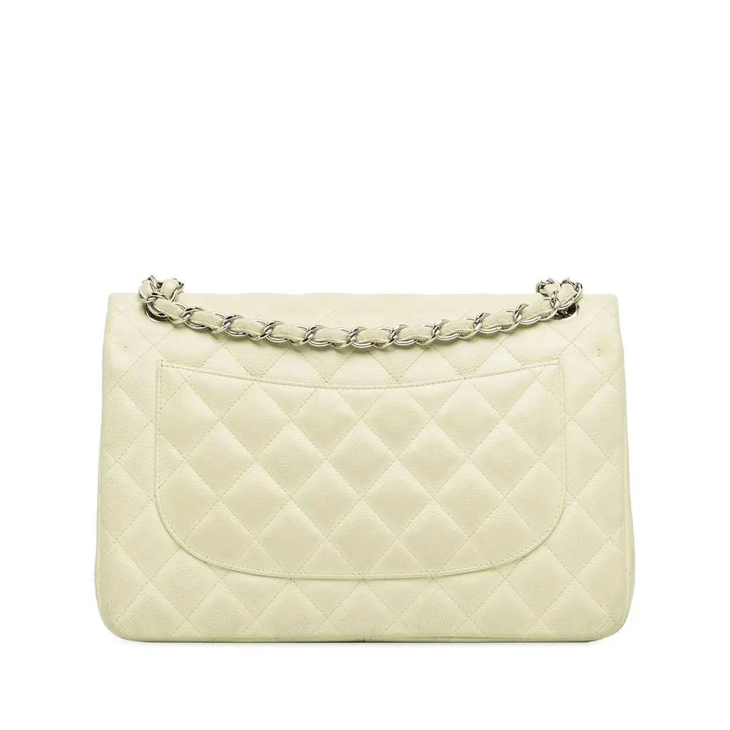 Chanel Jumbo Classic Caviar Double Flap White Leather Very good - Inside View